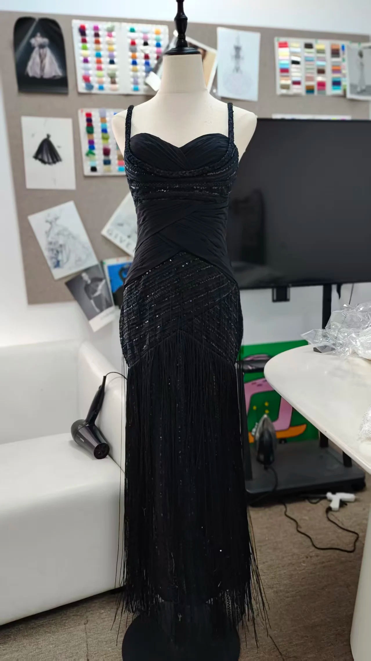 Mila Spaghetti Strap Pleats Prom Dresses Mint Green Sleeveless Customized Formal Evening Sweep Train vestidos de fiesta 2025