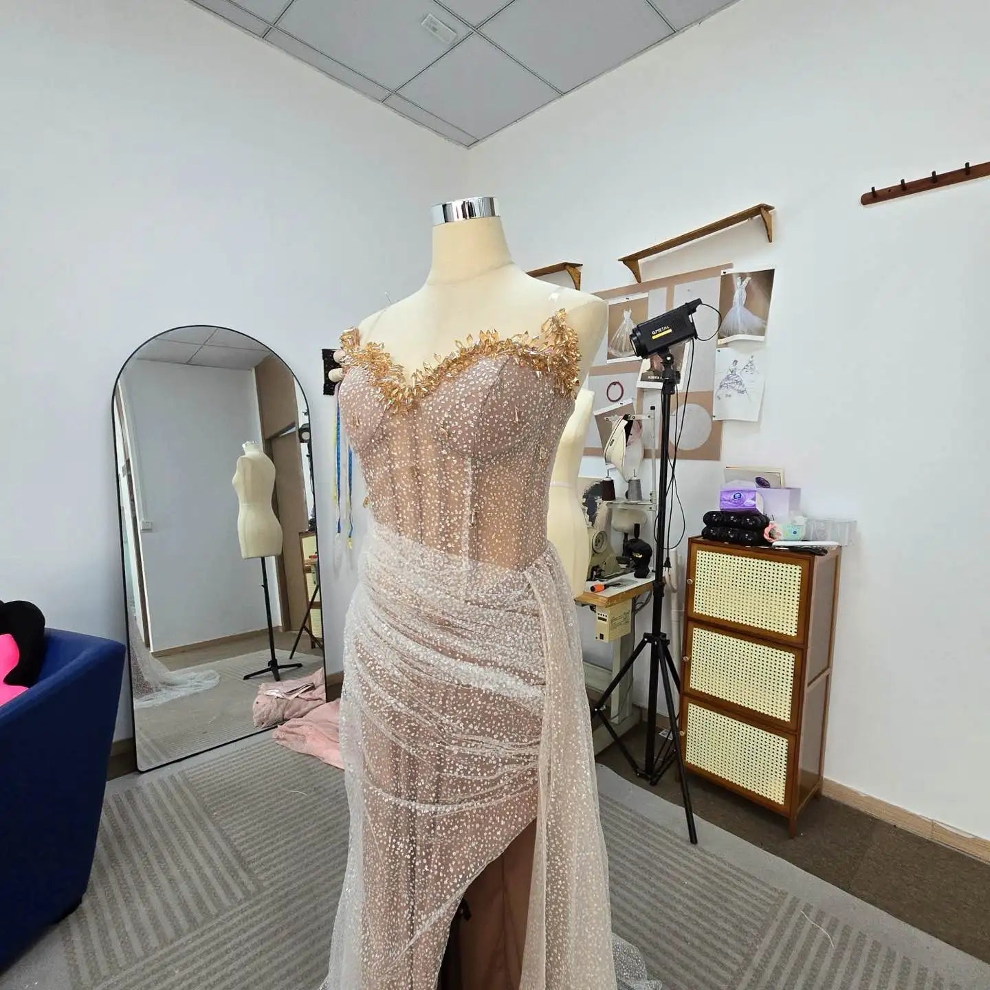 Mila Sweetheart Neck Mermaid  Evening Dresses Side High Split Floor-Length Prom Dresses Beading Customized Vestidos De Fiesta