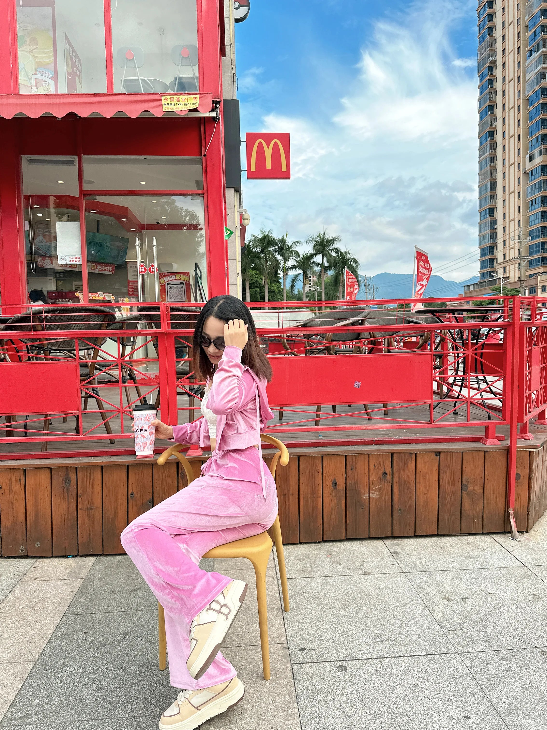 Fall Winter Women's Two-Piece Pantsuit Letter Rhinestone Hooded Jacket & Trousers Jogging Set Female Casual Slim 2 Pieces Sets