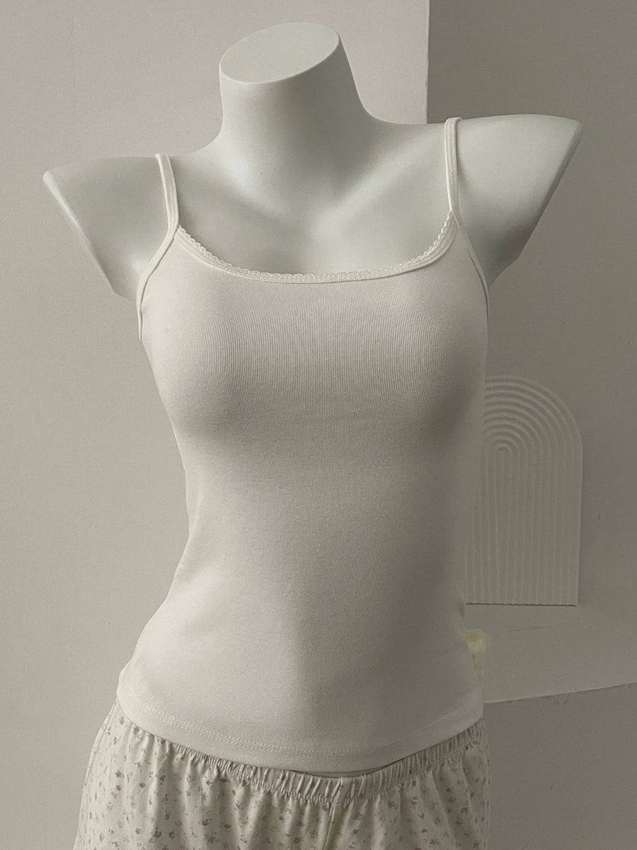 Floral Print Lace Trim Camis Women Summer New Bow Slim Sleeveless Crop Tops Vest Sweet Cute Sexy Preppy Style Tank Top Y2k Chic
