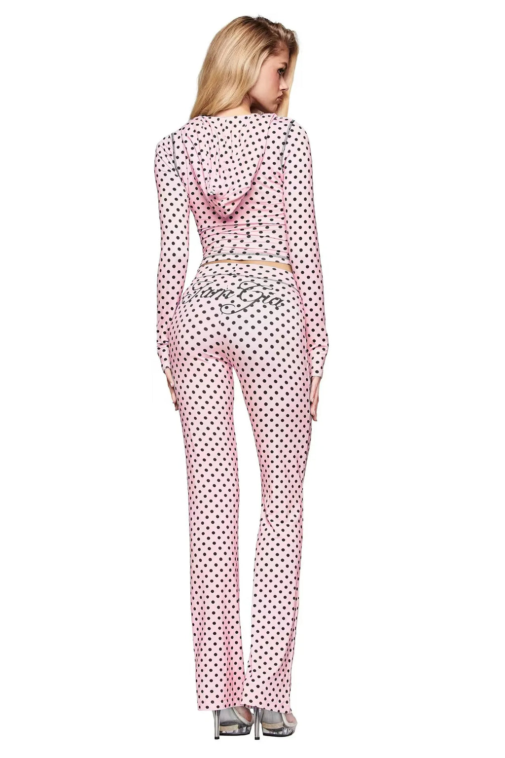 gia slim fit letter printed open thread design hooded zipper short jacket pants set