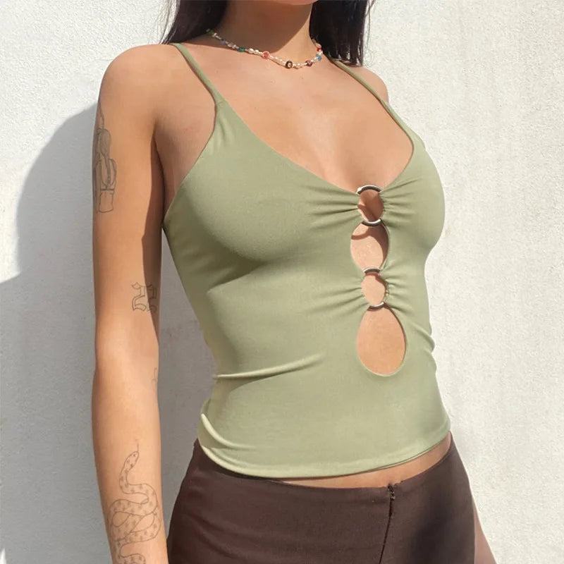 Hawthaw Women Fashion 2024 Summer Party Club Streetwear Vacation Black Tank Tops Camis Wholesale Items For Business T155178A