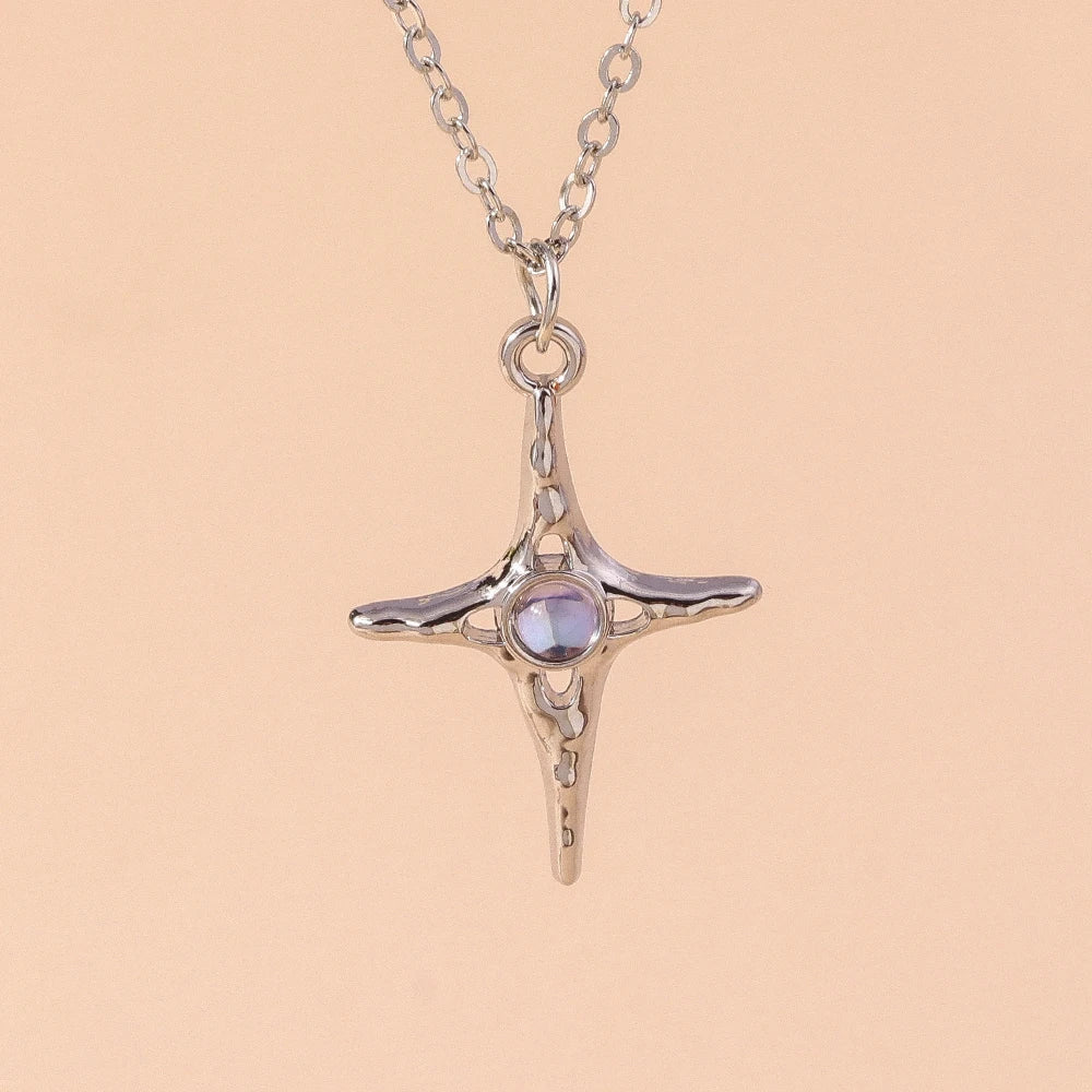Sparking Silver Color Y2K Crystal Sun Moon Necklaces for Women Star Pendants Necklace Chain Girls Jewelry Gifts