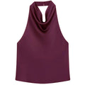 HXAO Satin Halter Top Women Summer 2025 Black Yellow Tanks & Camis Crop Smooth Off Shoulder Tank Top Sleeveless Backless Vests