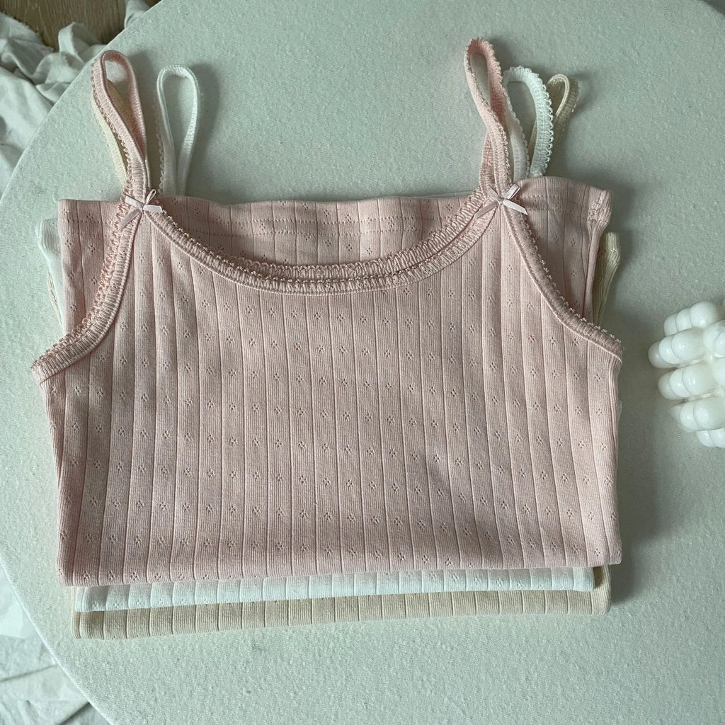 Floral Print Lace Trim Camis Women Summer New Bow Slim Sleeveless Crop Tops Vest Sweet Cute Sexy Preppy Style Tank Top Y2k Chic