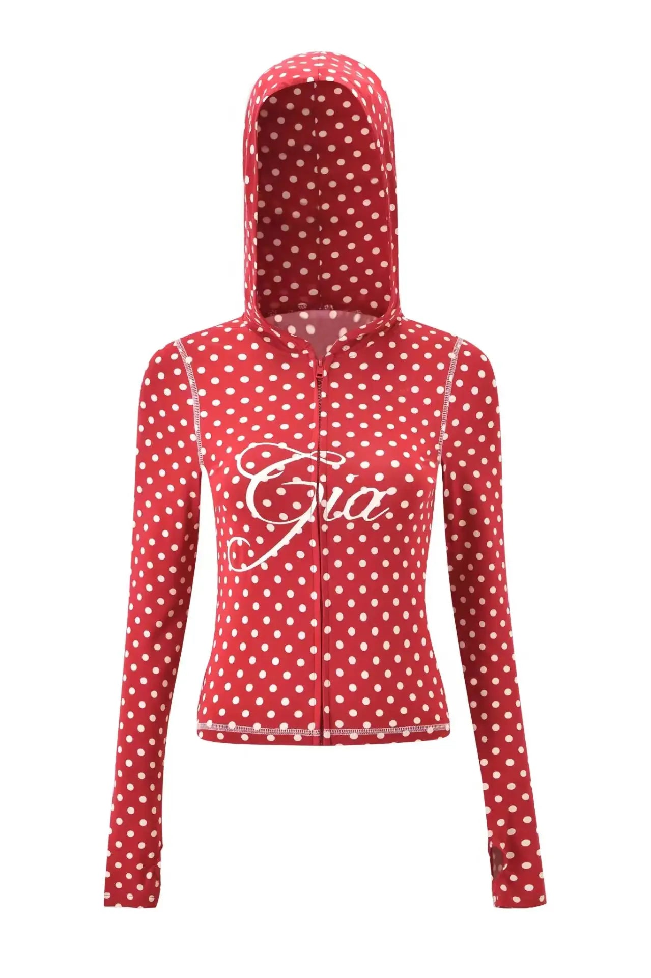 gia slim fit letter printed open thread design hooded zipper short jacket pants set