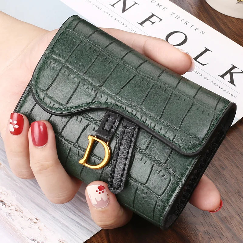 Women Luxury Card Holder Short Mini PU Wallet Letter Printed Multi Card Small Multi Functional Clutch Bag