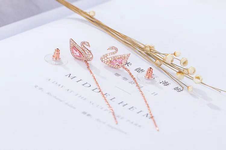Lightweight and Luxurious Temperament, Crystal Swan Jewelry, Women's Bracelets, Exquisite Earrings,daily Wear, Clothing Matching