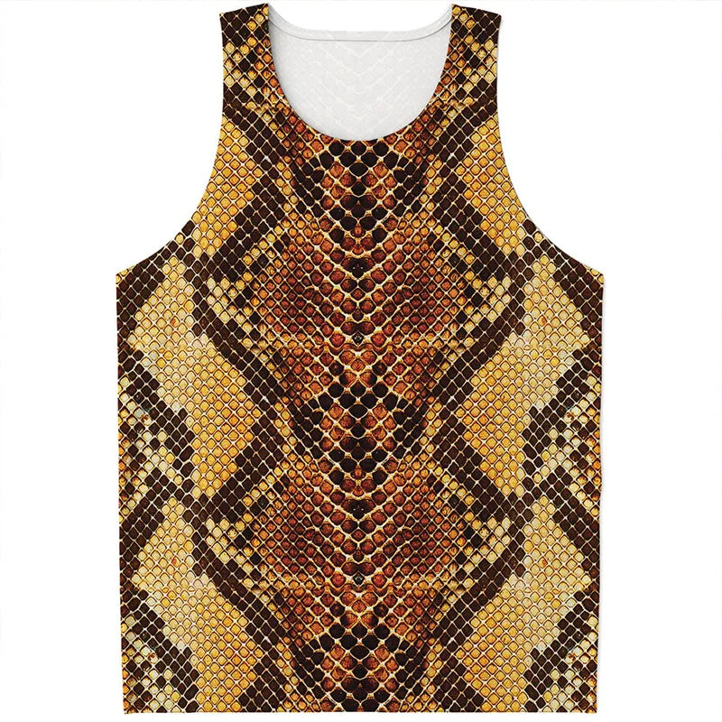 Punk Snake Skin Graphic Tank Tops Men Women Sleeveless Beach Vest Cool 3D Printed Tee Shirt Tops Oversized Summer Streetwear
