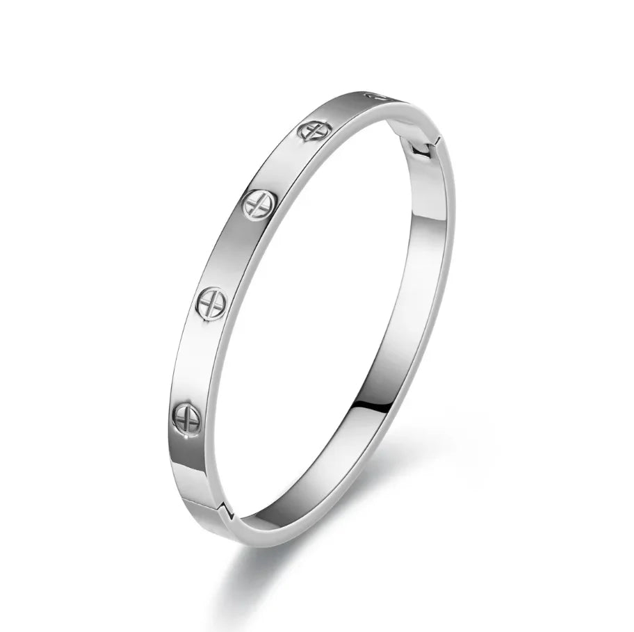 MHS.SUN Simple Cross Stainless Steel Bangle Can Open Bracelet For Women Men Waterproof Gold Color Daily Cuff Jewelry 1PC