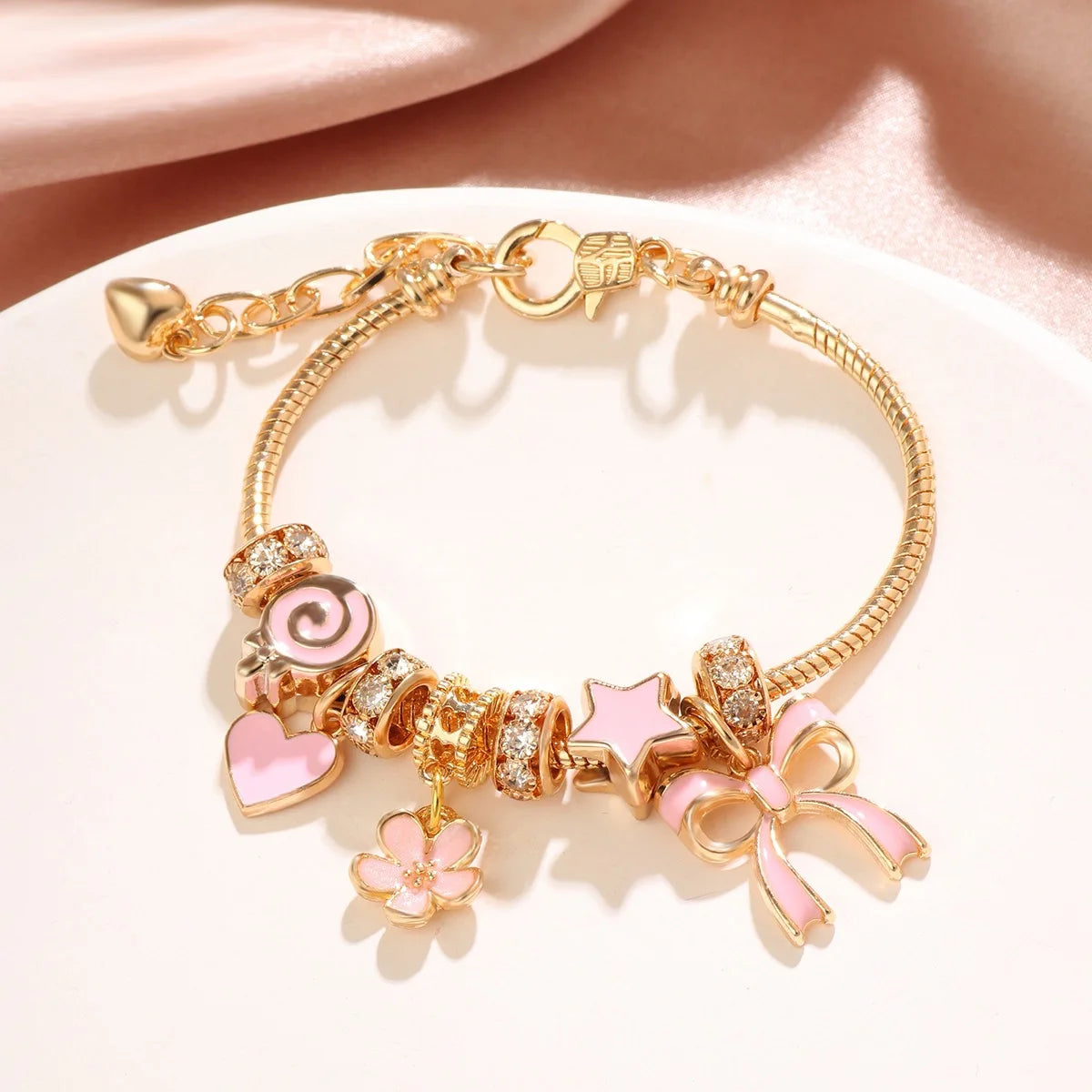 adjustable heart shaped bracelet Women bow heart shaped fashion bracelet jewelry daily accessories Valentine Day gifts