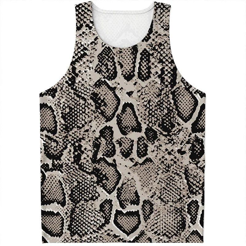 Punk Snake Skin Graphic Tank Tops Men Women Sleeveless Beach Vest Cool 3D Printed Tee Shirt Tops Oversized Summer Streetwear