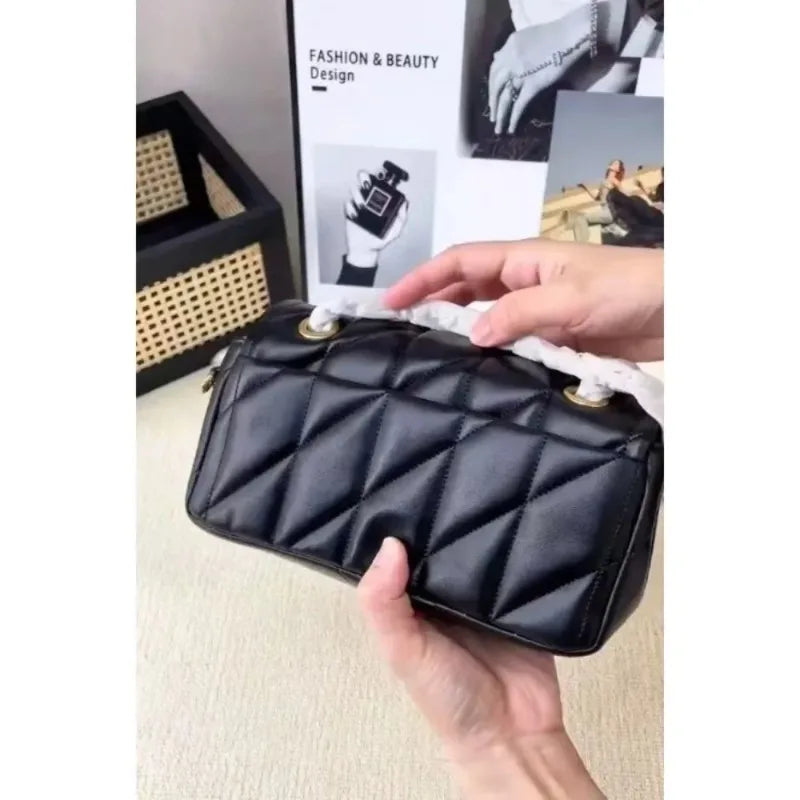 High quality black diamond patterned chain bag crossbody messenger bag small square bag chain bag