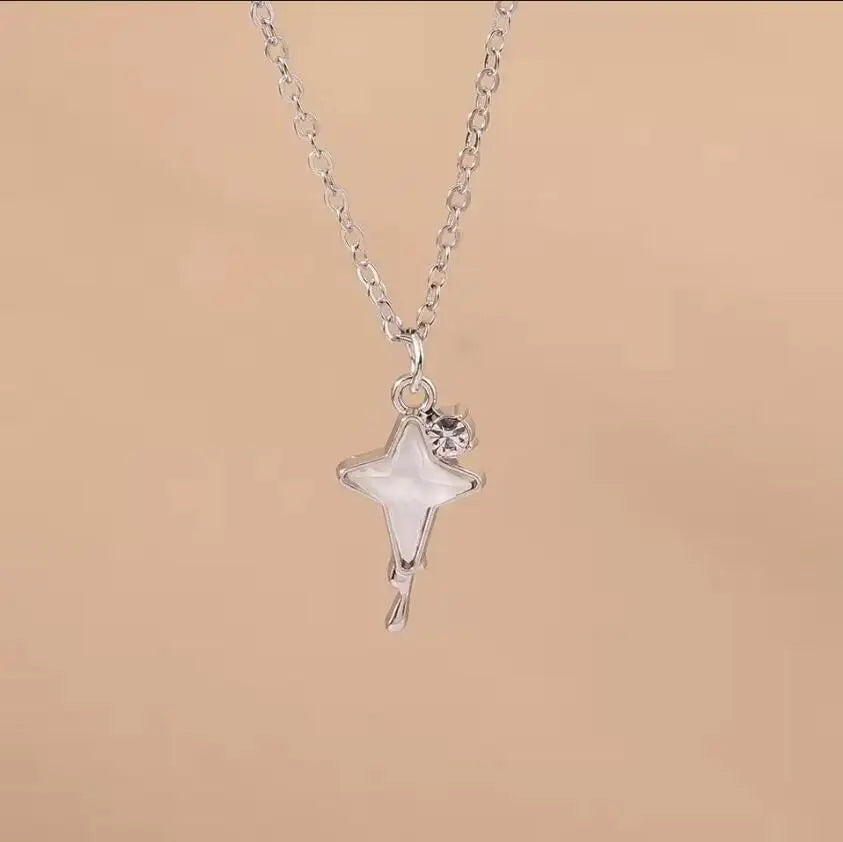 Sparking Silver Color Y2K Crystal Sun Moon Necklaces for Women Star Pendants Necklace Chain Girls Jewelry Gifts