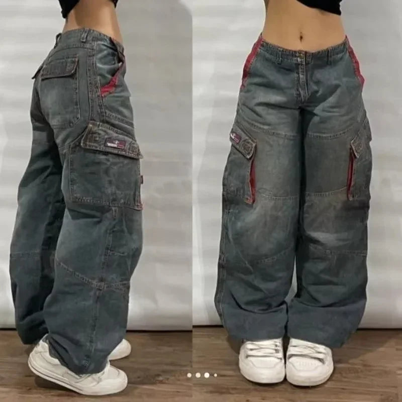 American Fashion Trend Joker Pattern Embroidered Loose Jeans Women Street Y2K New Hip Hop Oversized Wide-leg Pants Unisex Jeans