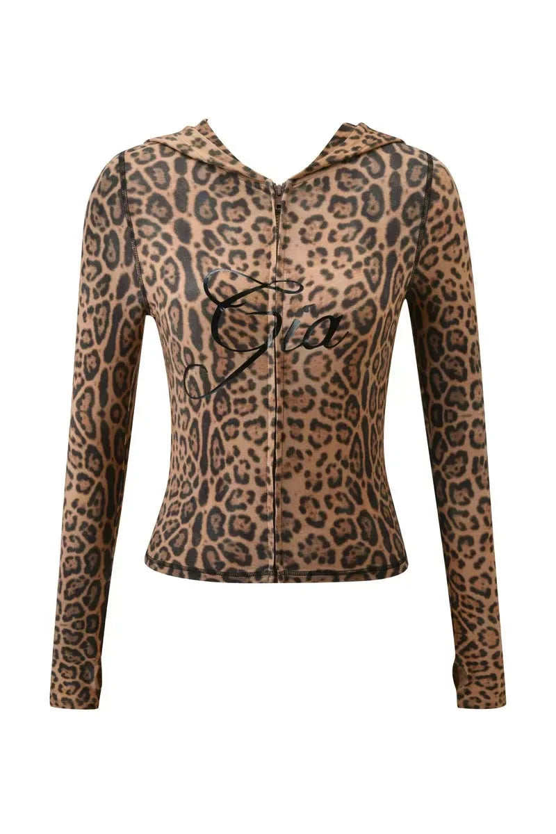 gia slim fit letter printed open thread design hooded zipper short jacket pants set