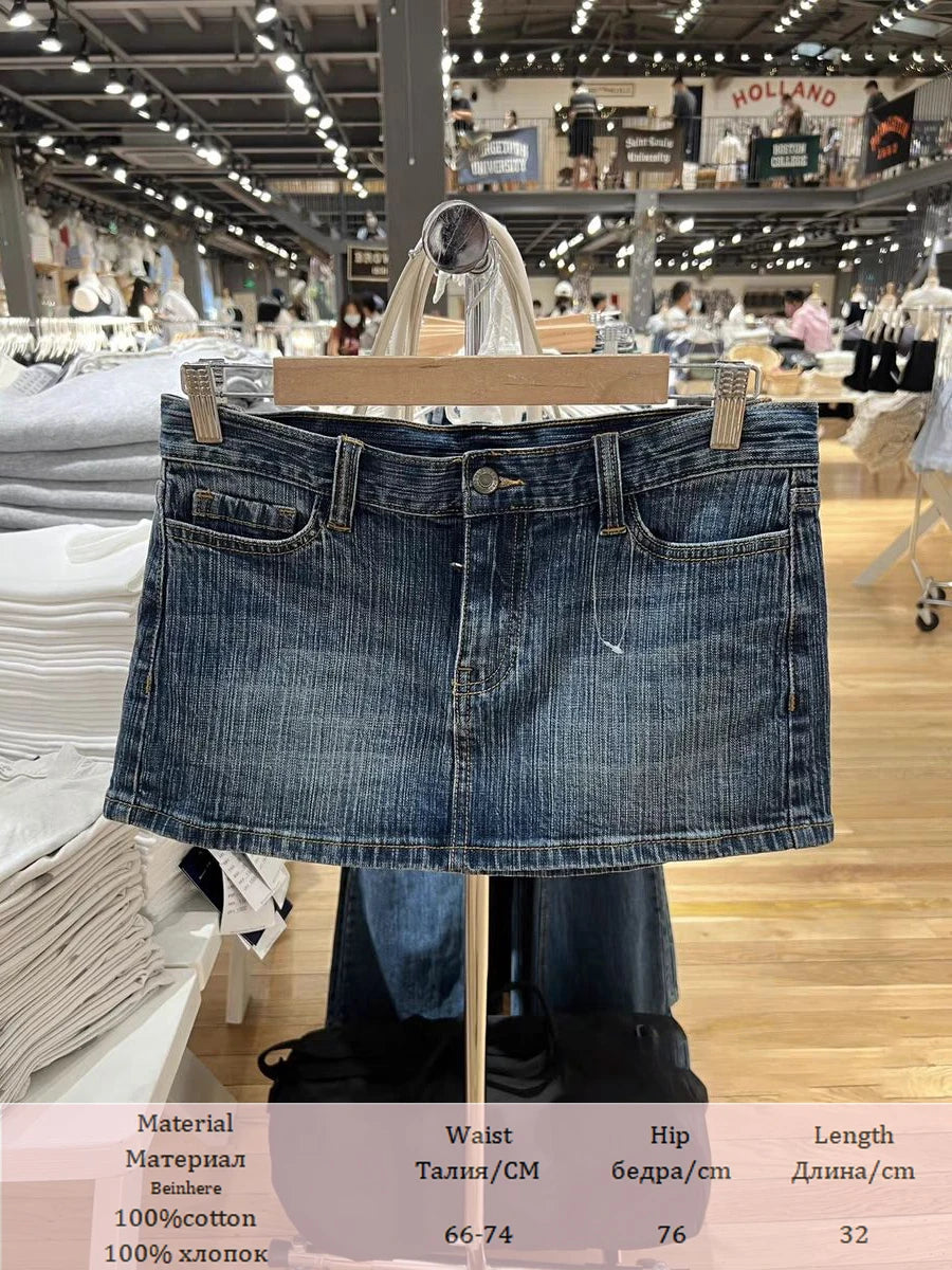 American Vintage Denim Mini Skirts Women Summer Fashion High Waist Straigth Short Faldas Casual Fashion Streetwear Cotton Skirt