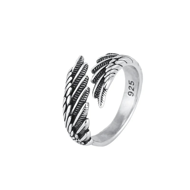 925 Sterling Silver Angel Wing Feather Stackable Open Rings For Women Beautiful Luxury Jewelry Accessories Prevent Allergy