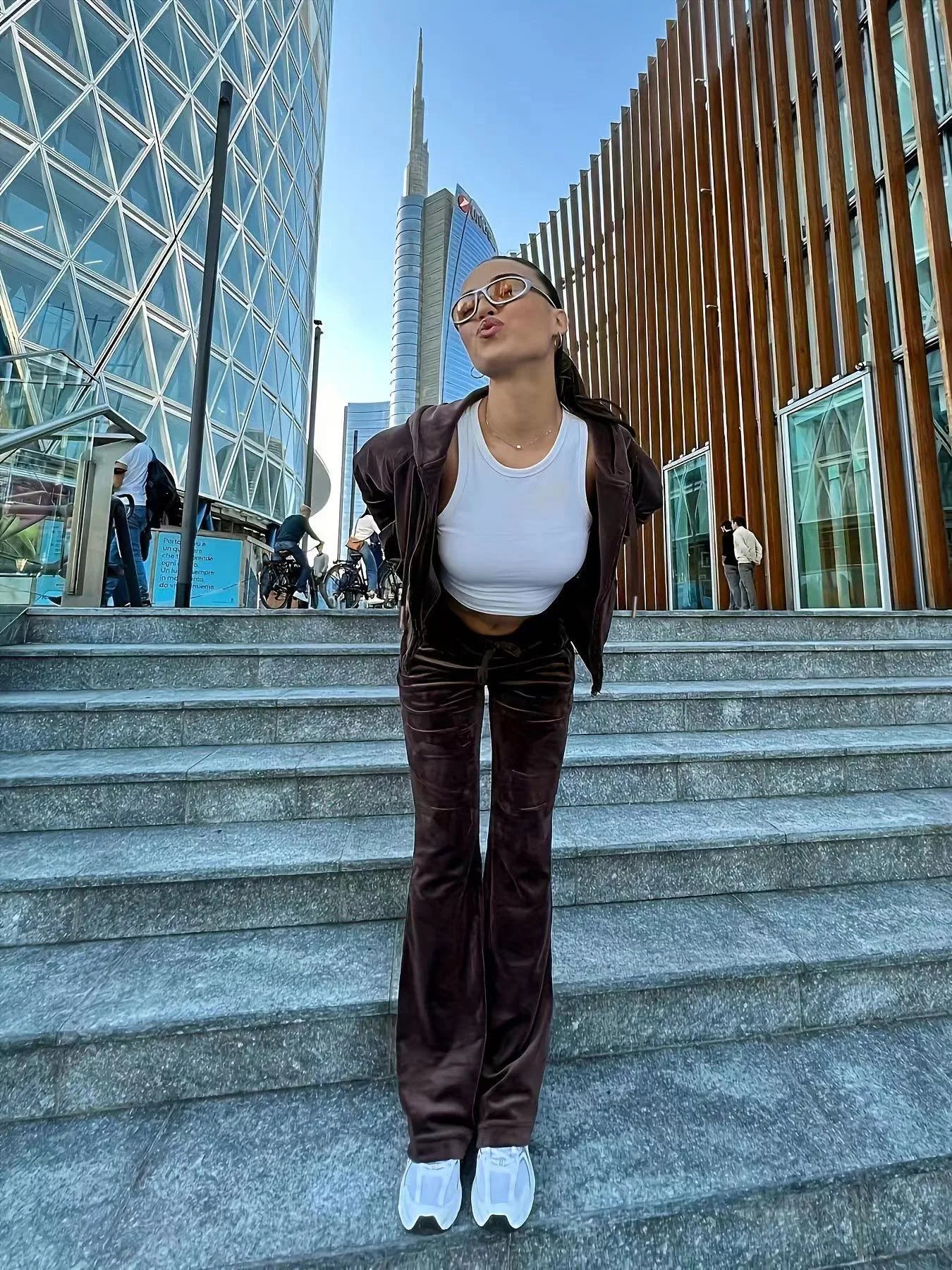 Fall Winter Women's Two-Piece Pantsuit Letter Rhinestone Hooded Jacket & Trousers Jogging Set Female Casual Slim 2 Pieces Sets