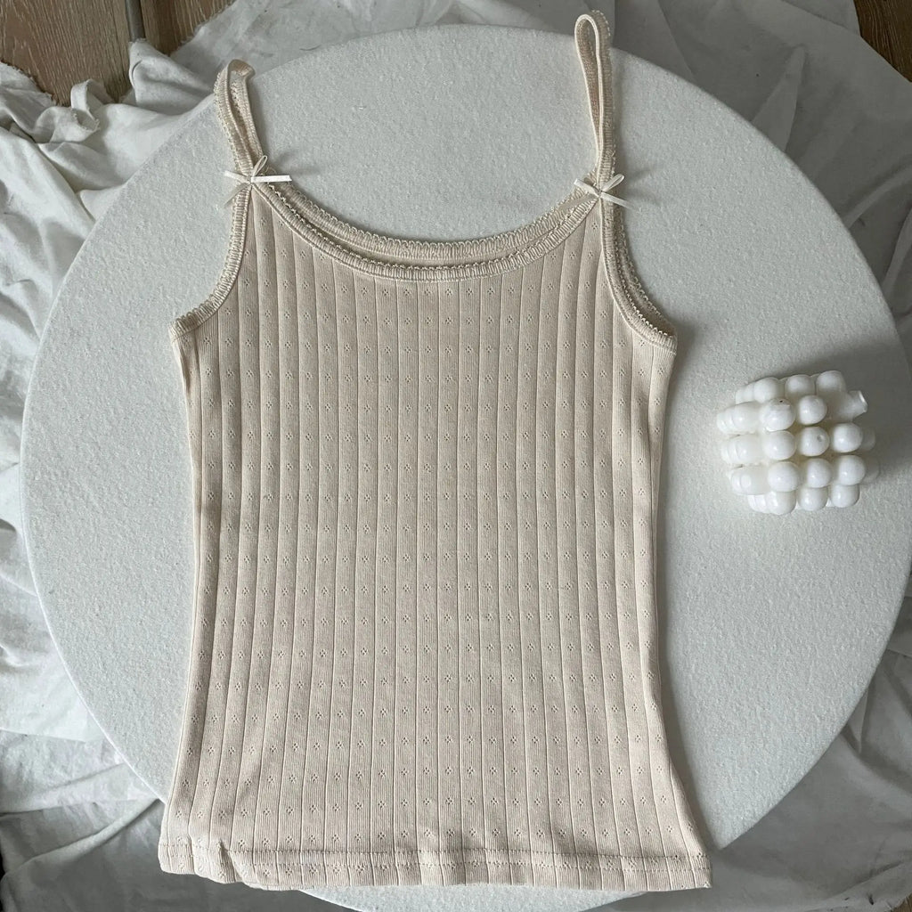 Floral Print Lace Trim Camis Women Summer New Bow Slim Sleeveless Crop Tops Vest Sweet Cute Sexy Preppy Style Tank Top Y2k Chic