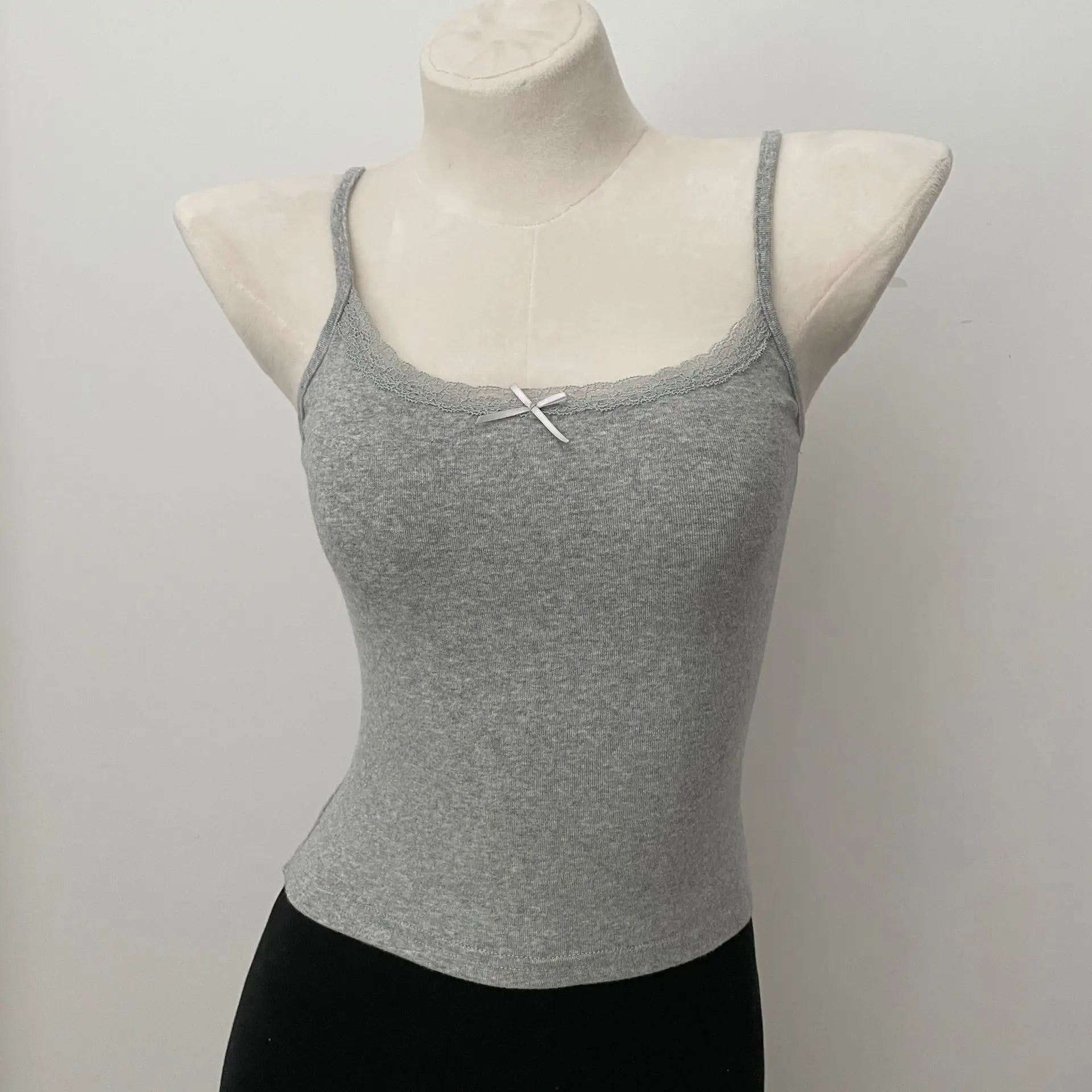 Floral Print Lace Trim Camis Women Summer New Bow Slim Sleeveless Crop Tops Vest Sweet Cute Sexy Preppy Style Tank Top Y2k Chic