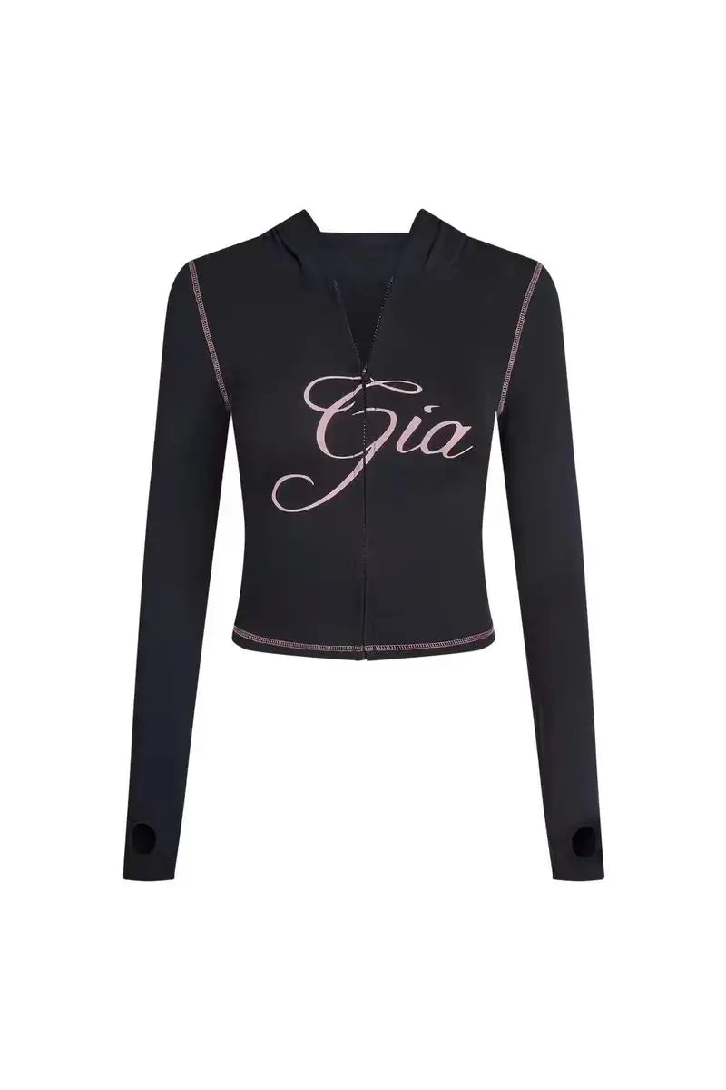 GIA New Velvet Zip-Up Hooded Jacket & Relaxed Loose Slim-Fit Pants Comfortable Minimalist Set in Blue