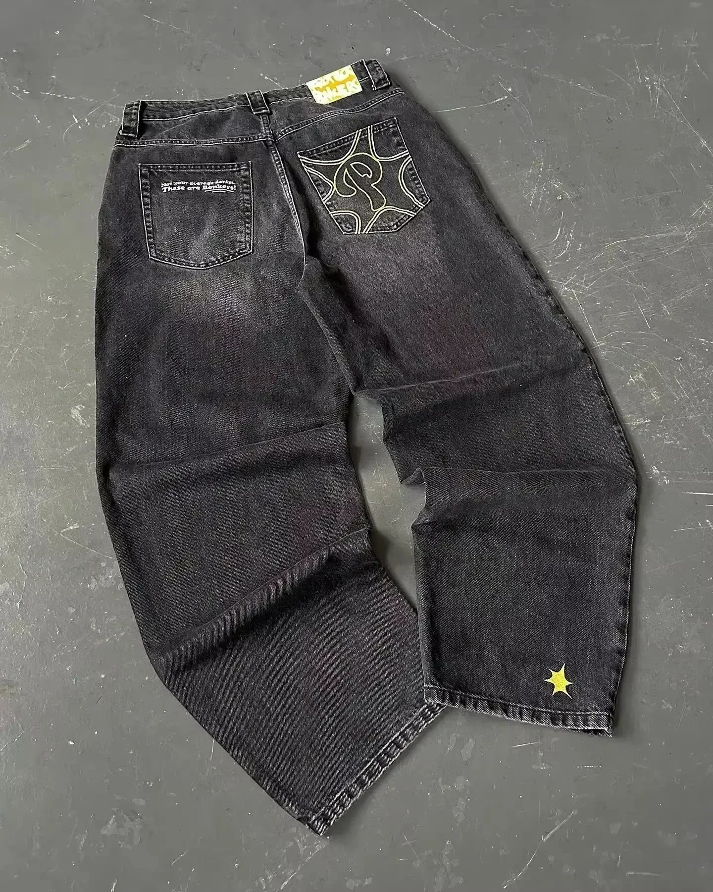 American Fashion Trend Joker Pattern Embroidered Loose Jeans Women Street Y2K New Hip Hop Oversized Wide-leg Pants Unisex Jeans