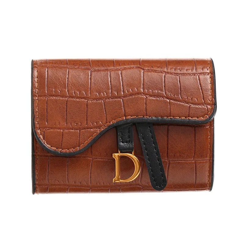 Women Luxury Card Holder Short Mini PU Wallet Letter Printed Multi Card Small Multi Functional Clutch Bag