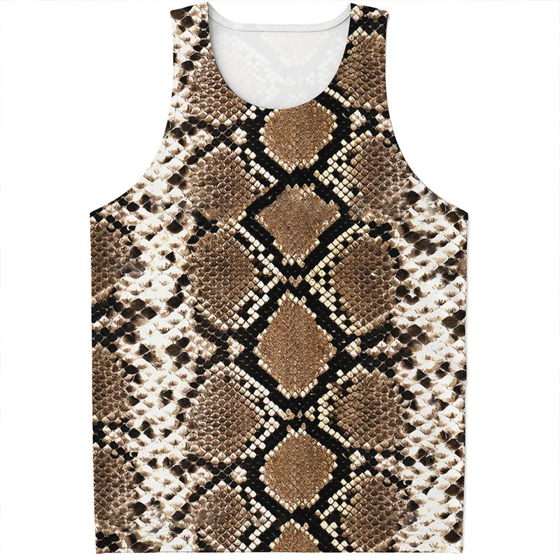 Punk Snake Skin Graphic Tank Tops Men Women Sleeveless Beach Vest Cool 3D Printed Tee Shirt Tops Oversized Summer Streetwear