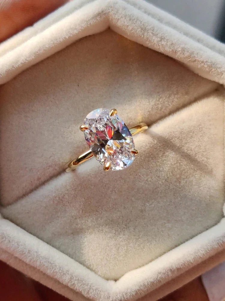 925 Sterling Silver Luxury 1-8CT Zircon Gorgeous Oval Stone Ring For Women Engagement Wedding Luxury High Quality Fine Jewelry