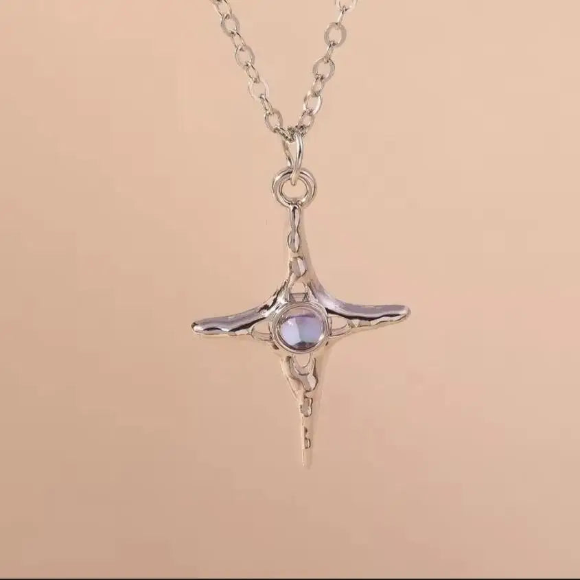 Sparking Silver Color Y2K Crystal Sun Moon Necklaces for Women Star Pendants Necklace Chain Girls Jewelry Gifts