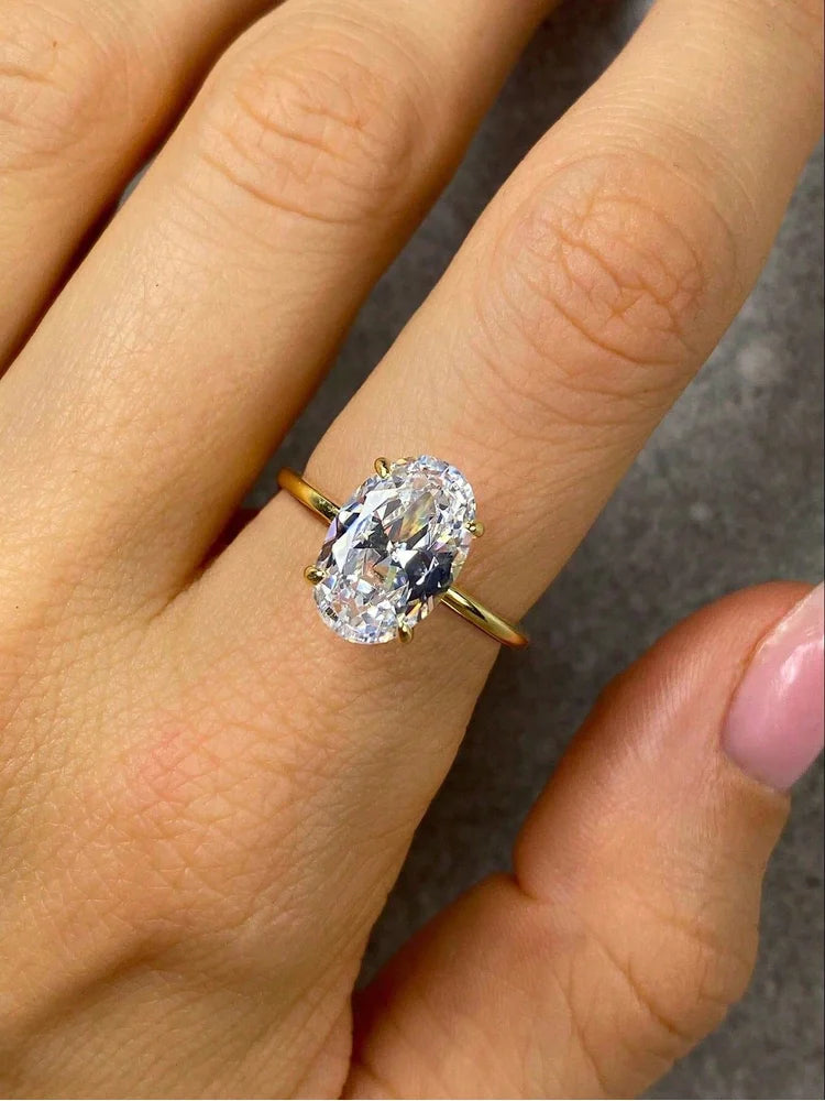925 Sterling Silver Luxury 1-8CT Zircon Gorgeous Oval Stone Ring For Women Engagement Wedding Luxury High Quality Fine Jewelry