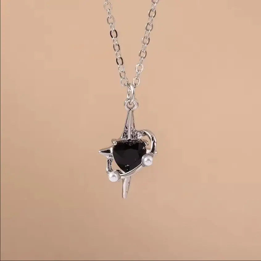 Sparking Silver Color Y2K Crystal Sun Moon Necklaces for Women Star Pendants Necklace Chain Girls Jewelry Gifts