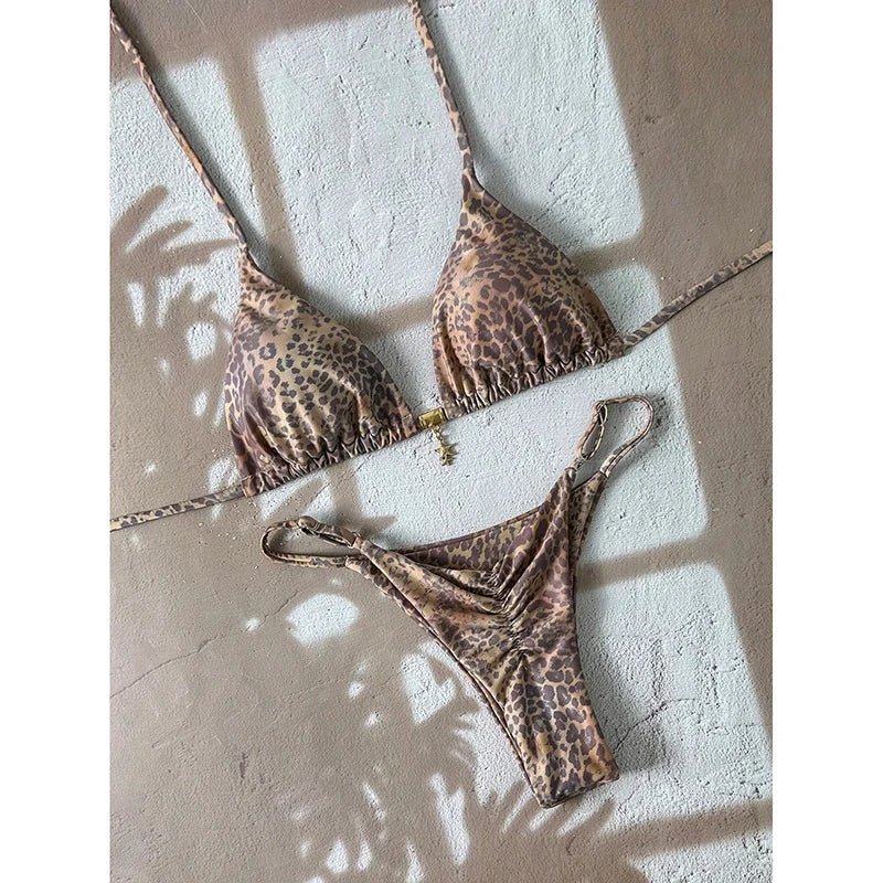 Sexy Leopard Push Up Bikinis Two Piece Bathing Suits 2026 Micro Bikini Sets Women Swimsuit Beach Wear Thong Swimwear for Female
