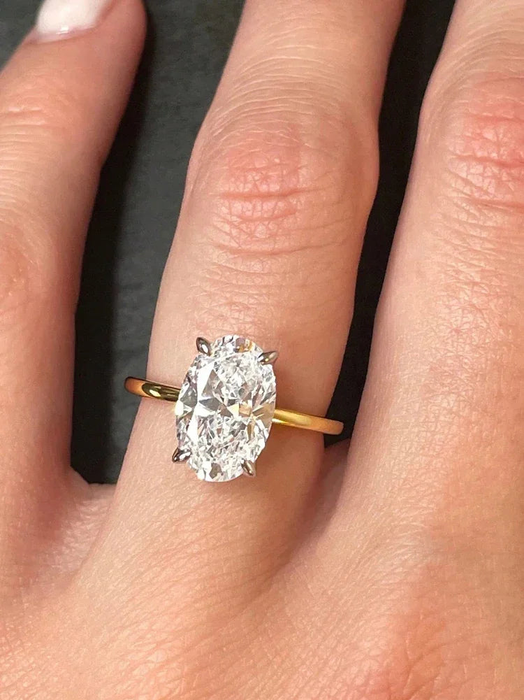 925 Sterling Silver Luxury 1-8CT Zircon Gorgeous Oval Stone Ring For Women Engagement Wedding Luxury High Quality Fine Jewelry