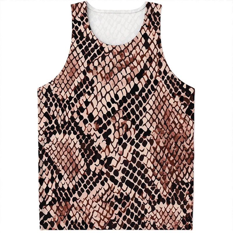 Punk Snake Skin Graphic Tank Tops Men Women Sleeveless Beach Vest Cool 3D Printed Tee Shirt Tops Oversized Summer Streetwear