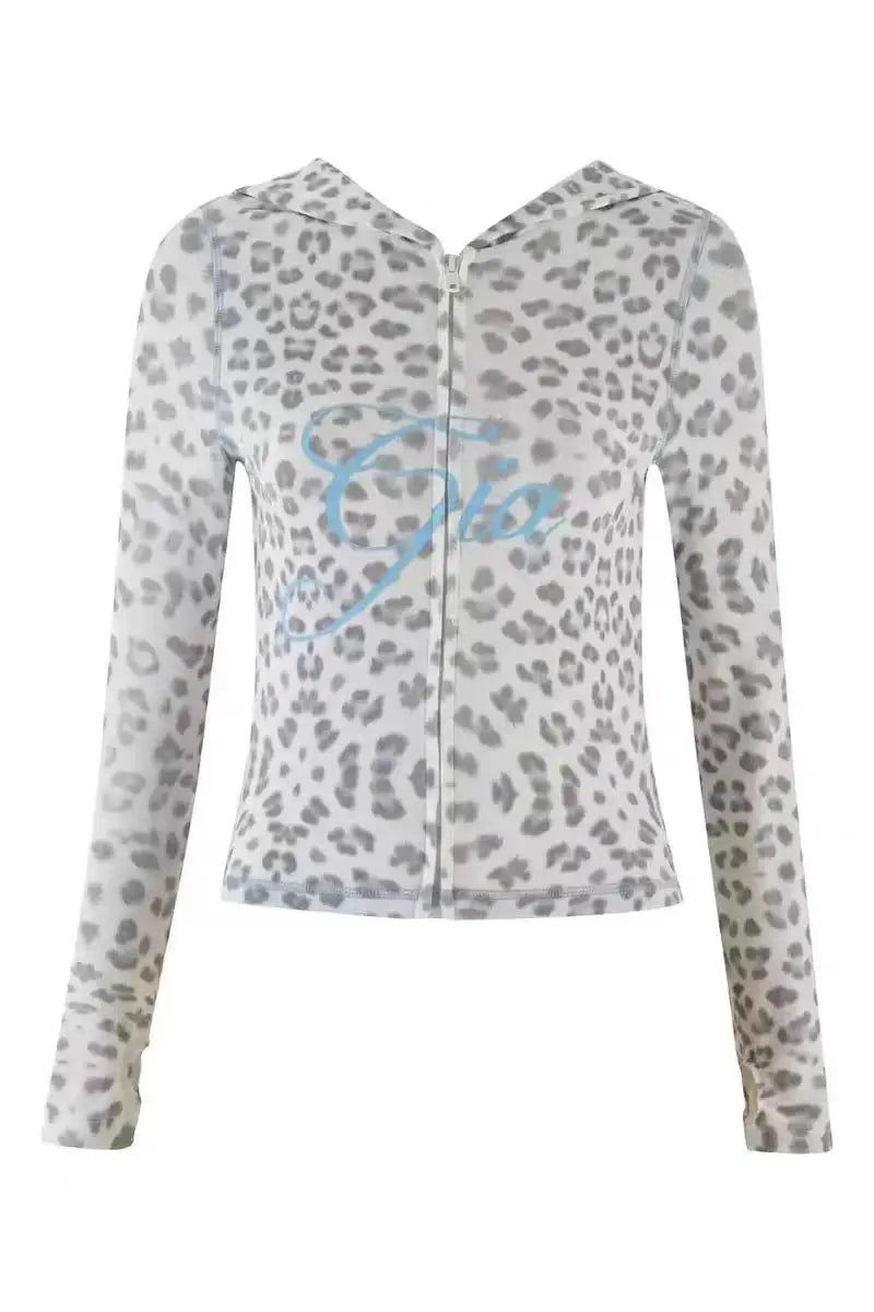 gia slim fit letter printed open thread design hooded zipper short jacket pants set