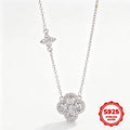 925 Sterling Silver Lucky Four-leaf Clover Pendant Necklace for Women Delicate Choker Chain Wedding Party Engagement Jewelry