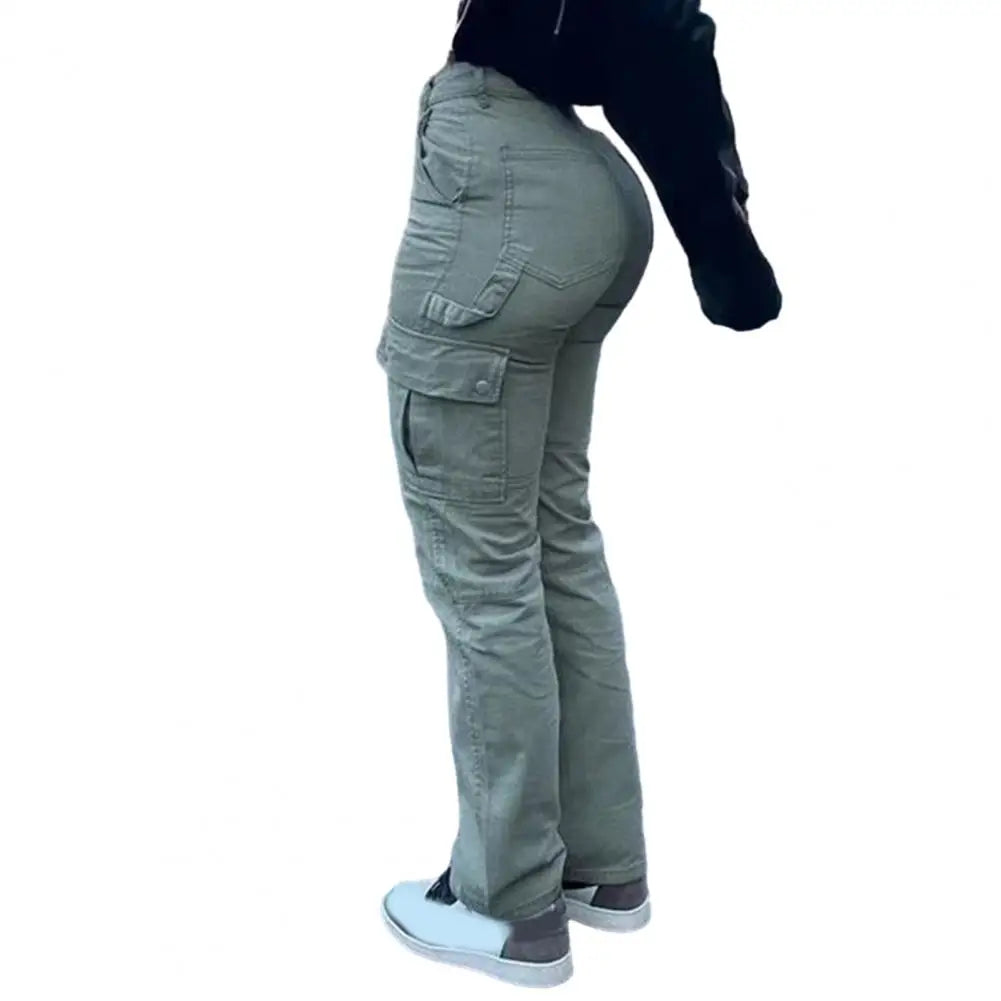 Solid Casual Baggy Cargo Pants For Women 2023 Fashion Vintage Women's High Waist Wide Pants Youthful Female Trousers Streetwear
