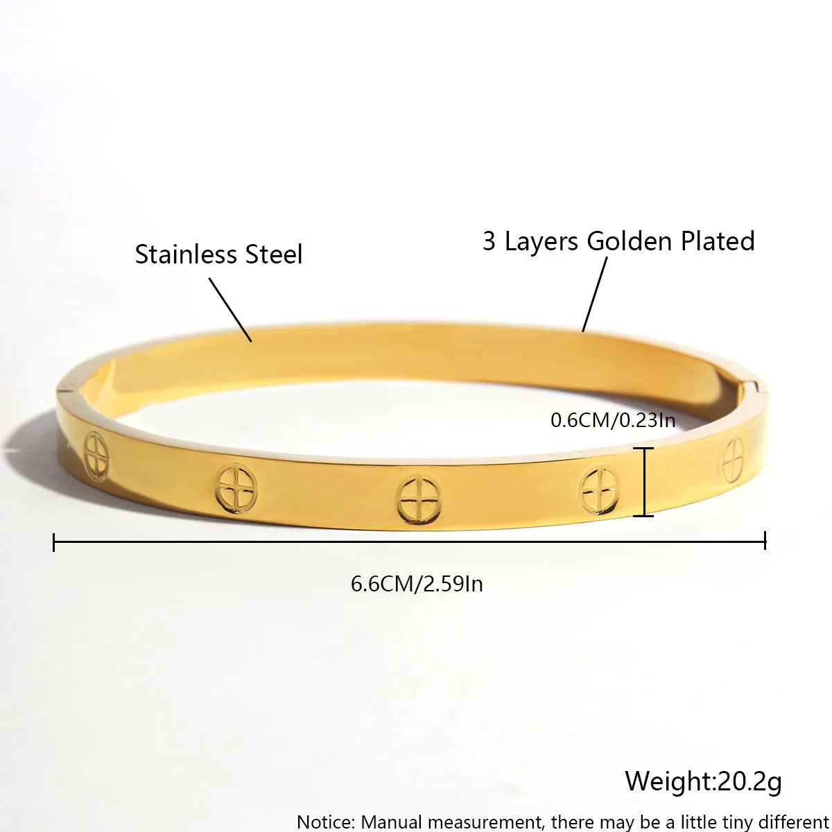 MHS.SUN Simple Cross Stainless Steel Bangle Can Open Bracelet For Women Men Waterproof Gold Color Daily Cuff Jewelry 1PC