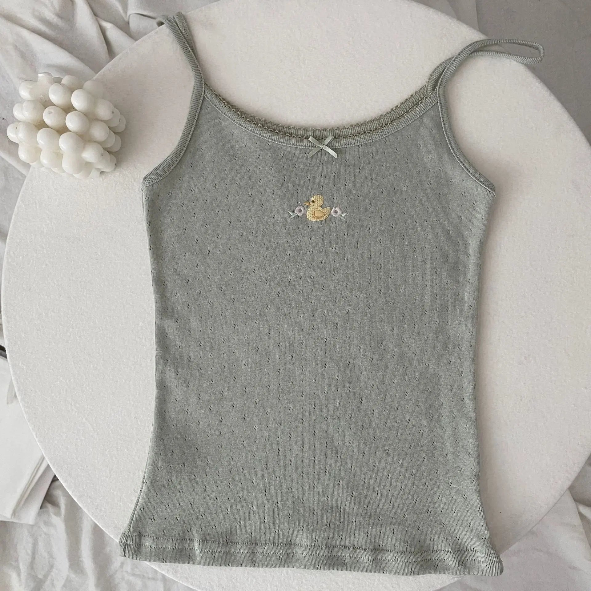 Floral Print Lace Trim Camis Women Summer New Bow Slim Sleeveless Crop Tops Vest Sweet Cute Sexy Preppy Style Tank Top Y2k Chic