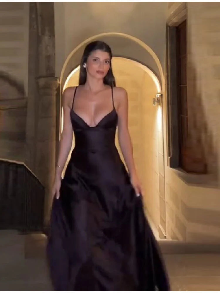 Elegant Corset Evening Gown For Women Spaghetti Strap Deep V Neck Backless Formal Prom Party Cocktail Maxi Dress 2026