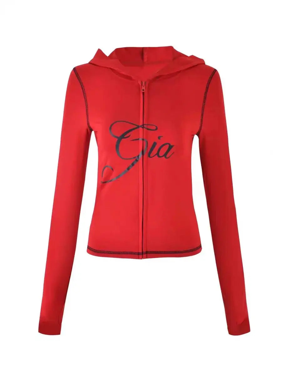 GIA New Velvet Zip-Up Hooded Jacket & Relaxed Loose Slim-Fit Pants Comfortable Minimalist Set in Blue