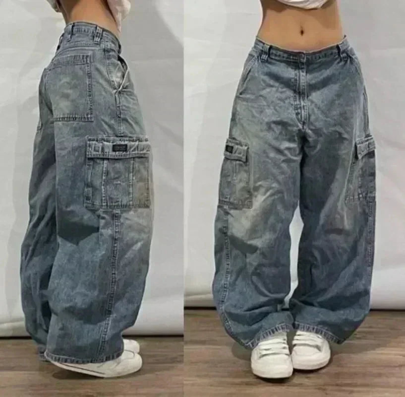 American Fashion Trend Joker Pattern Embroidered Loose Jeans Women Street Y2K New Hip Hop Oversized Wide-leg Pants Unisex Jeans