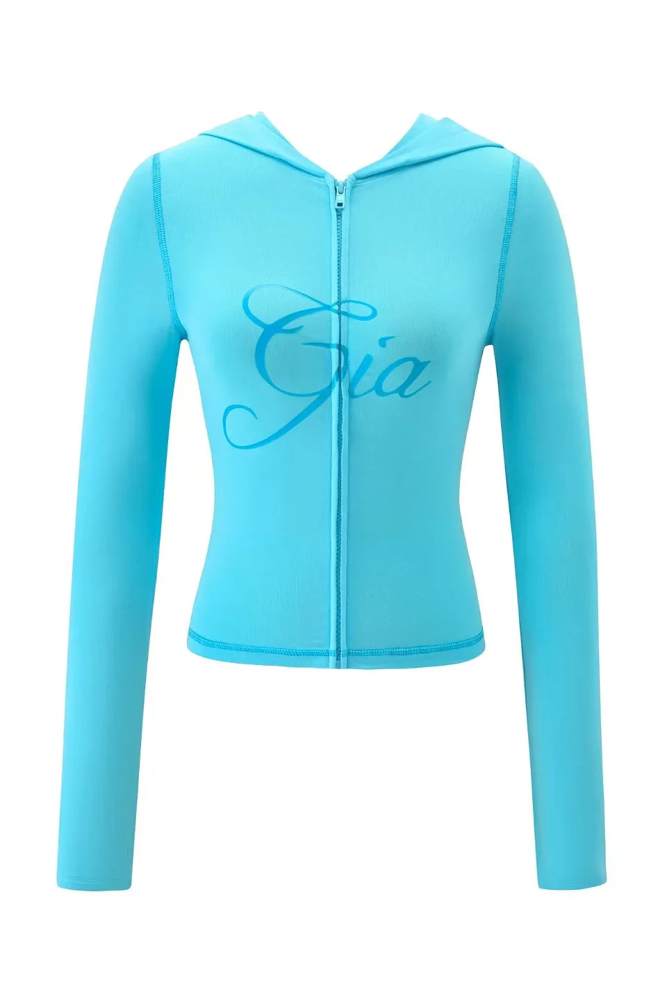 gia slim fit letter printed open thread design hooded zipper short jacket pants set
