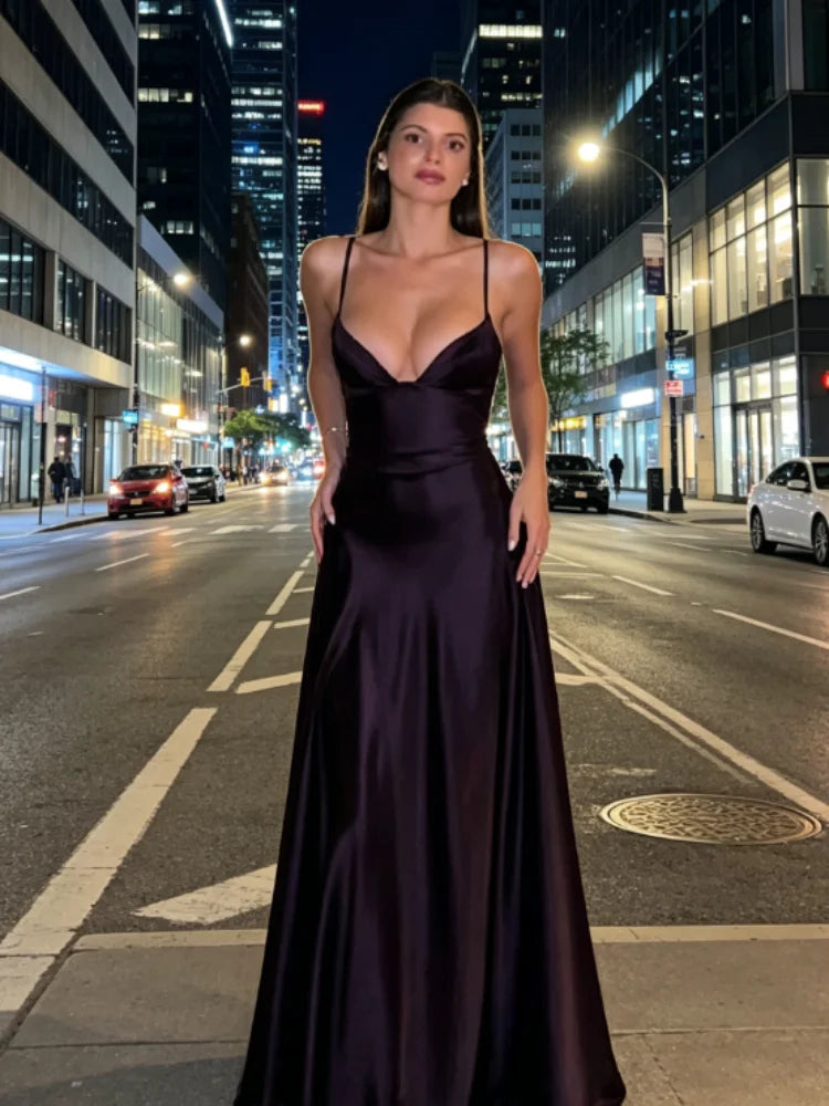 Elegant Corset Evening Gown For Women Spaghetti Strap Deep V Neck Backless Formal Prom Party Cocktail Maxi Dress 2026