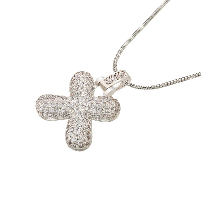 ZHUKOU Silver color Bubble initial letters necklaces 26 letters pendants necklaces for women Brass CZ Jewelry wholesale VL34