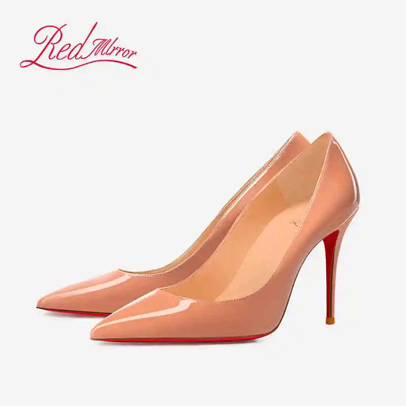 Women heels Naked color Women's elegant high heel Luxury Black shoes woman 2026 Red Shiny Bottoms Pointed Toe party Ladies Women
