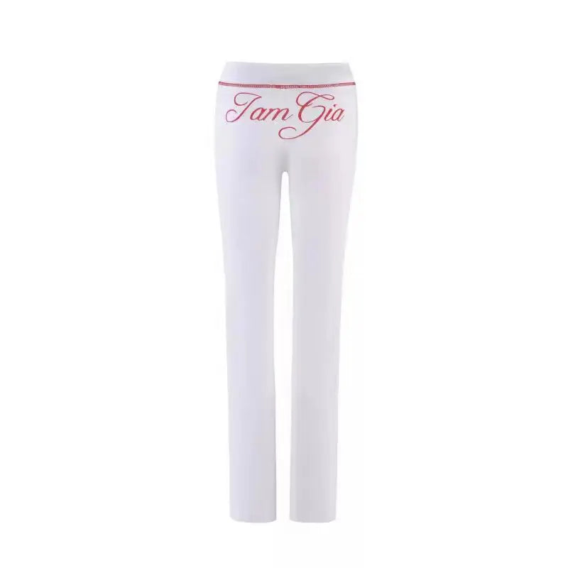 gia slim fit letter printed open thread design hooded zipper short jacket pants set