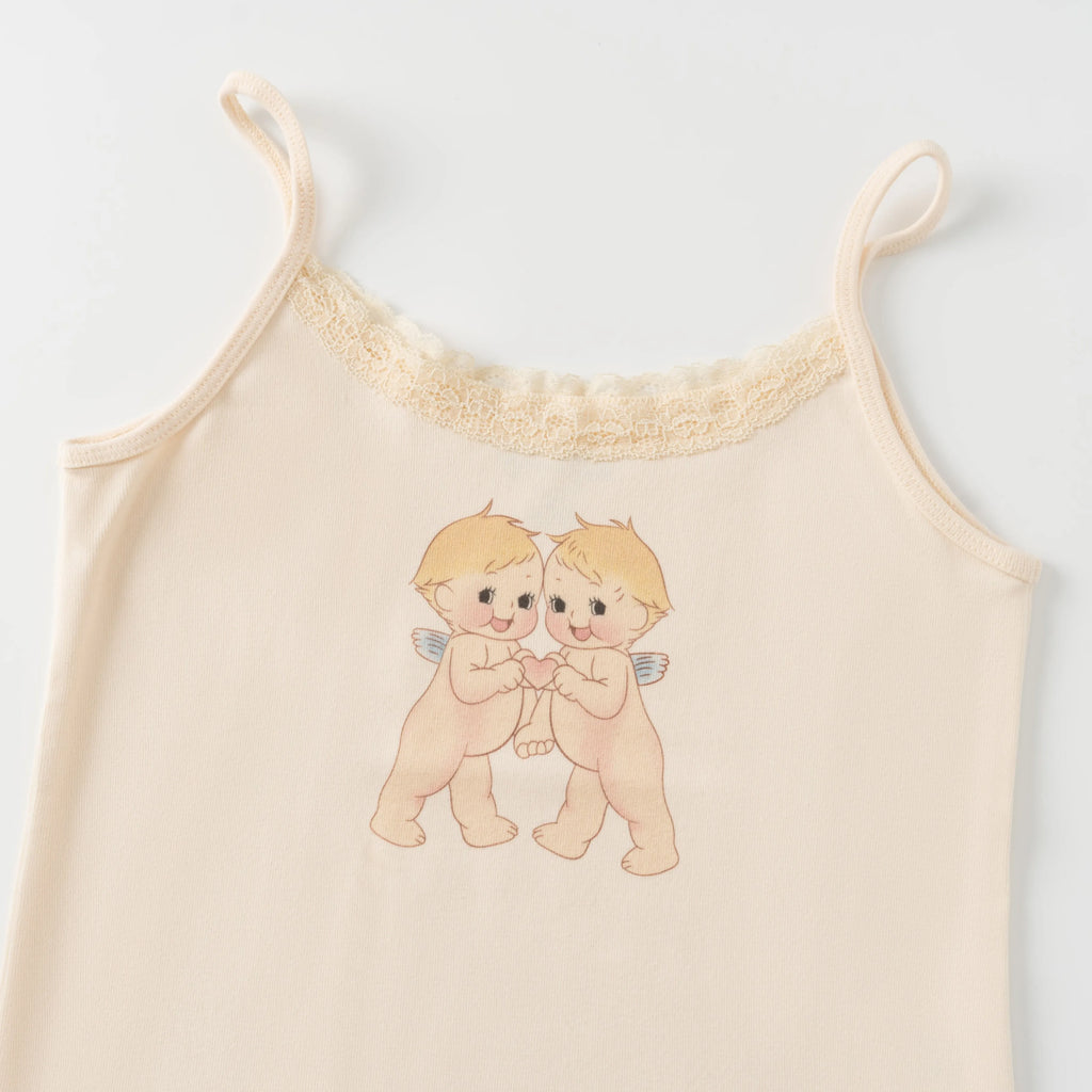 Cute Cartoon Lace Trim Tank Tops Women Summer New Slim Cotton Sleeveless Vests Vintage Sweet Preppy Style Camisole Y2K Clothes
